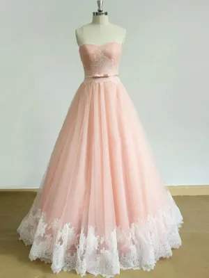 Strapless Blush Pink Tulle Prom Dress 8th Grade Dance Dress,21121319