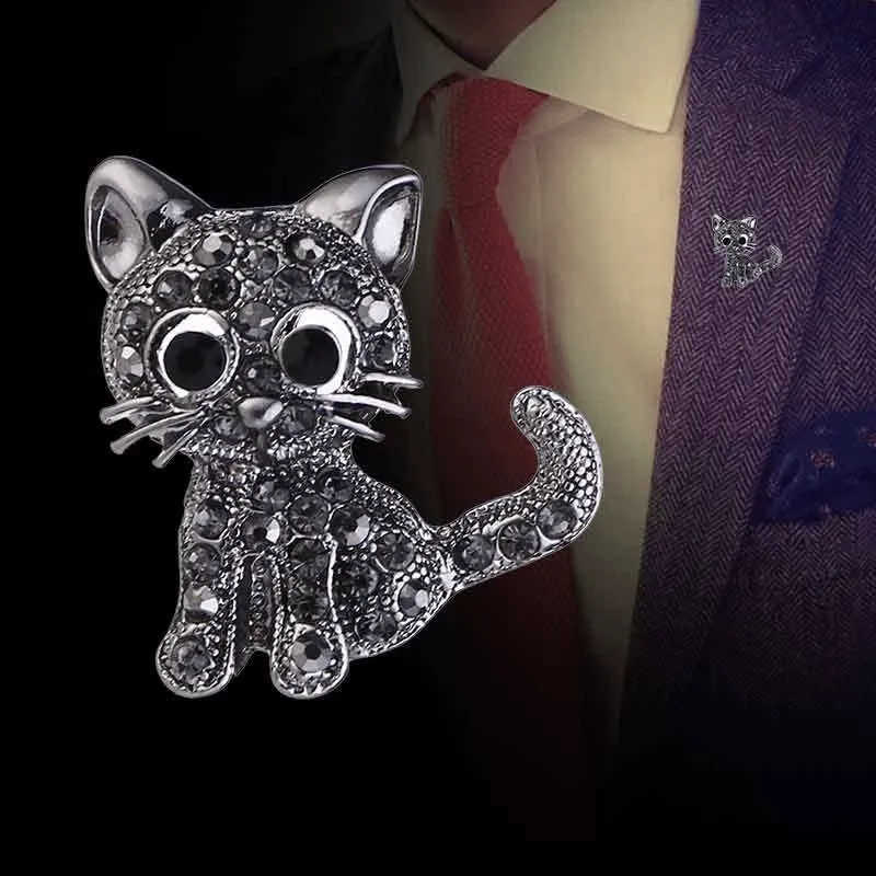 Stylish Antique Silver Cat Brooch  Perfect for CoatsShirts