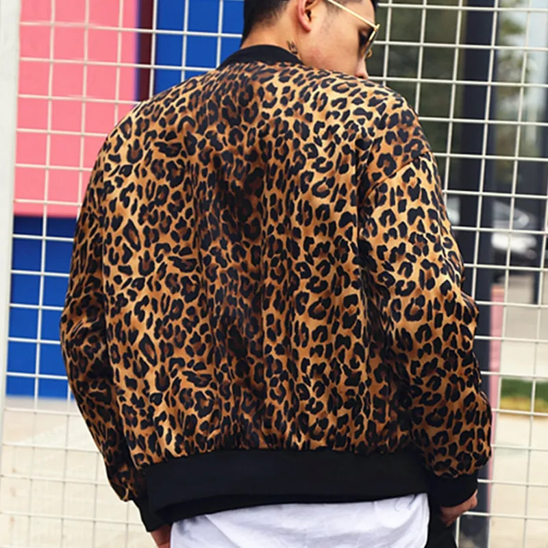 Stylish Casual Leopard Print Bomber Jacket