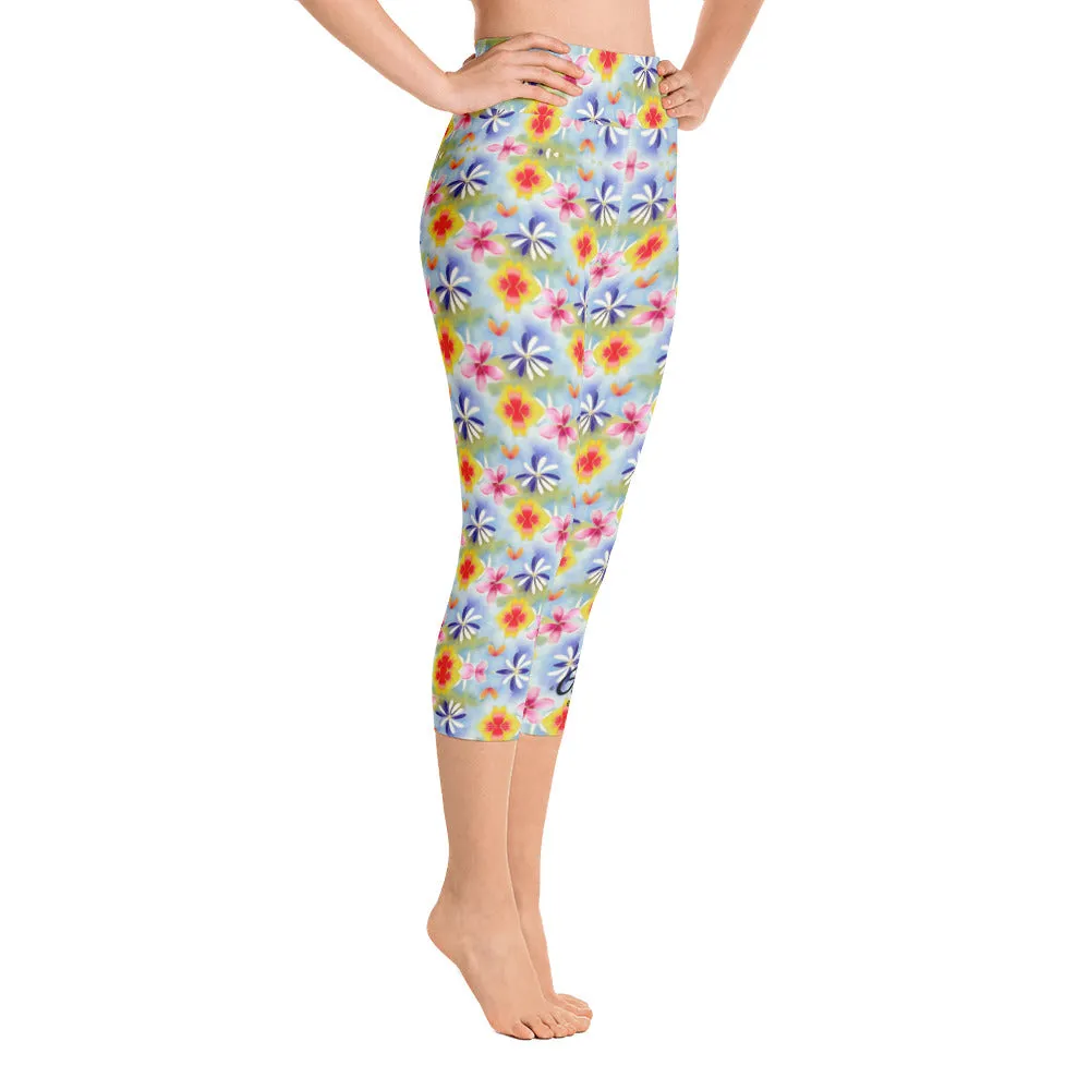 Sunrise Floral Yoga Capri Leggings