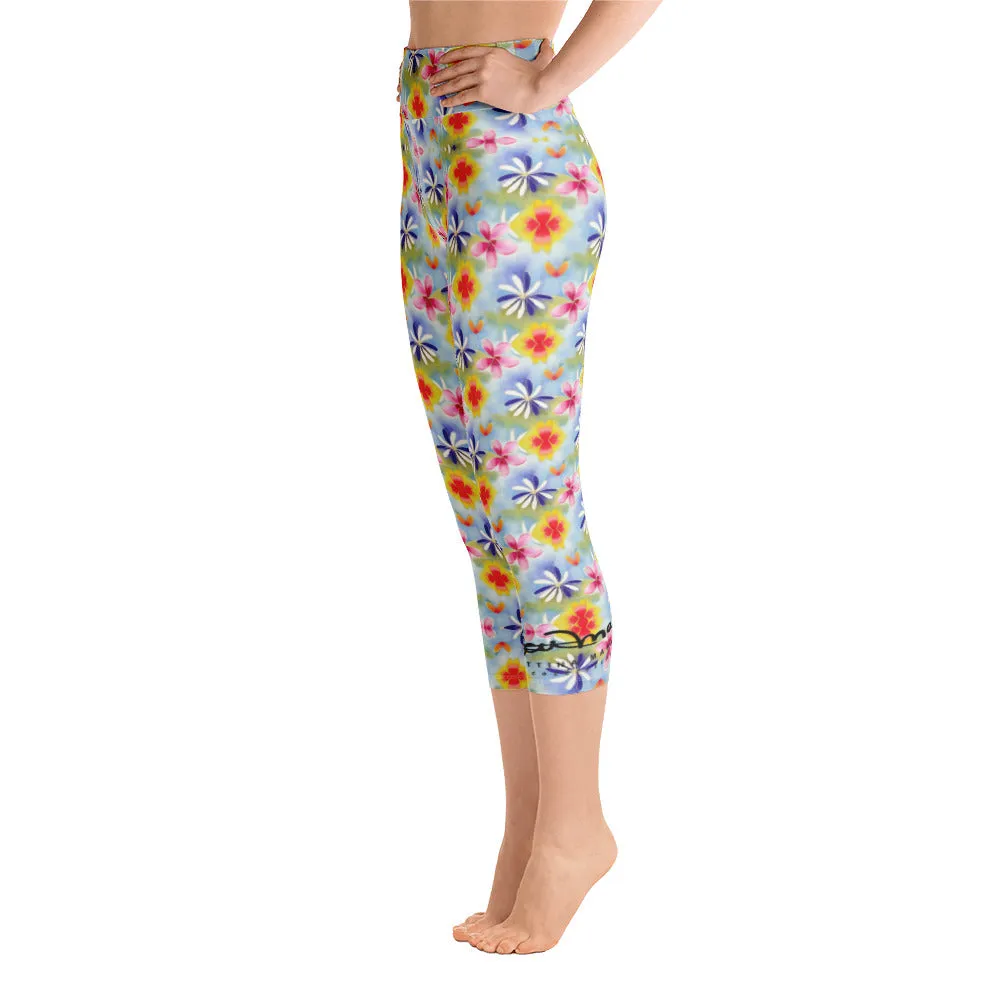 Sunrise Floral Yoga Capri Leggings