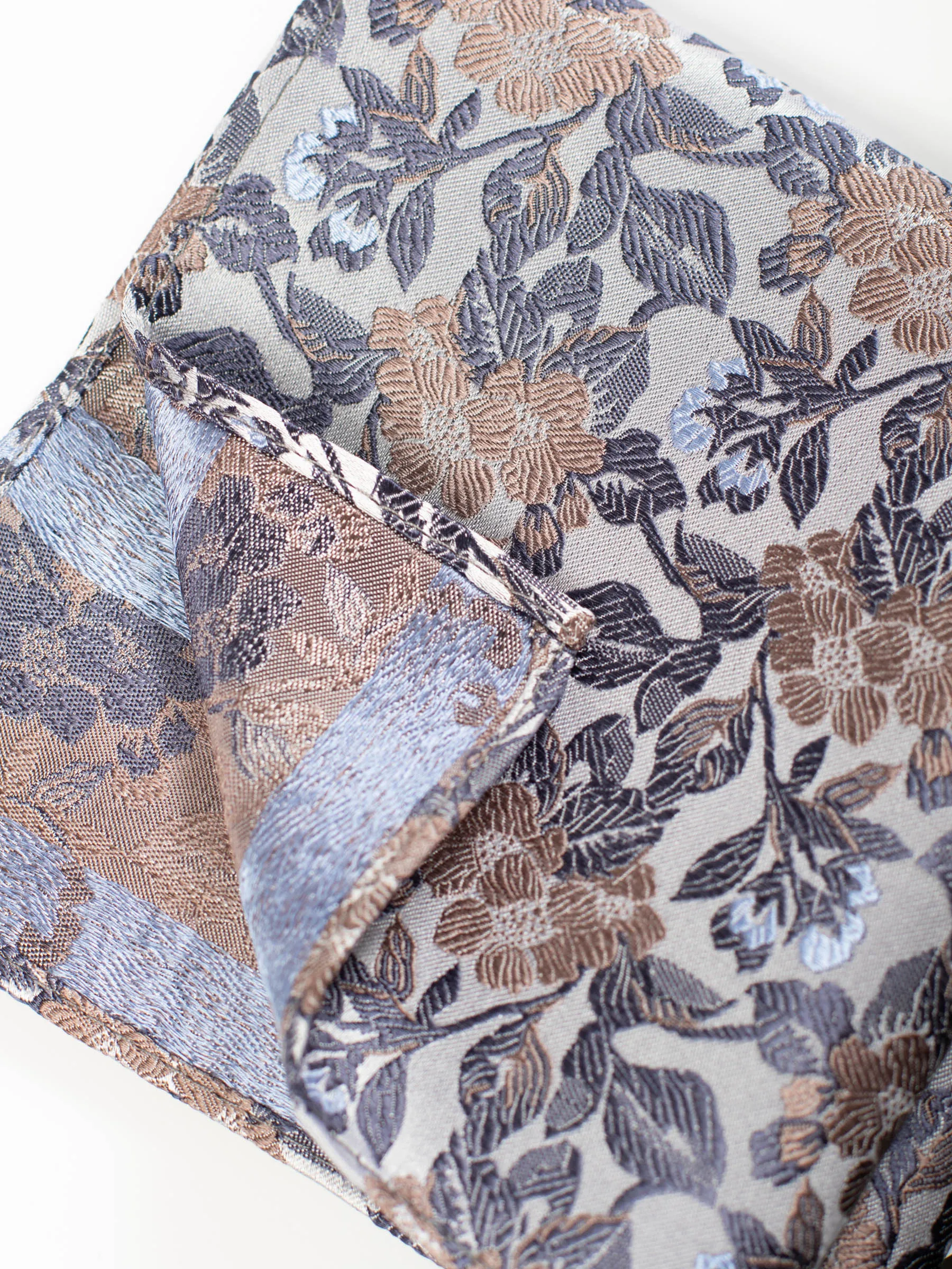 Taupe Floral Pocket Square