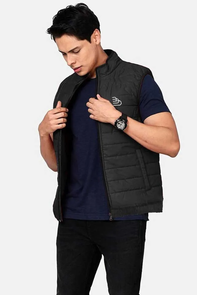 The Burnt Soul Men's Logo Embroidered Sleeveless Madrid Puffer Gilet