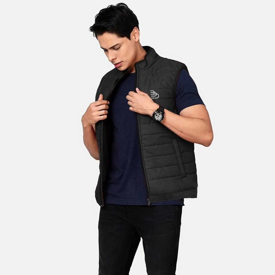 The Burnt Soul Men's Logo Embroidered Sleeveless Madrid Puffer Gilet