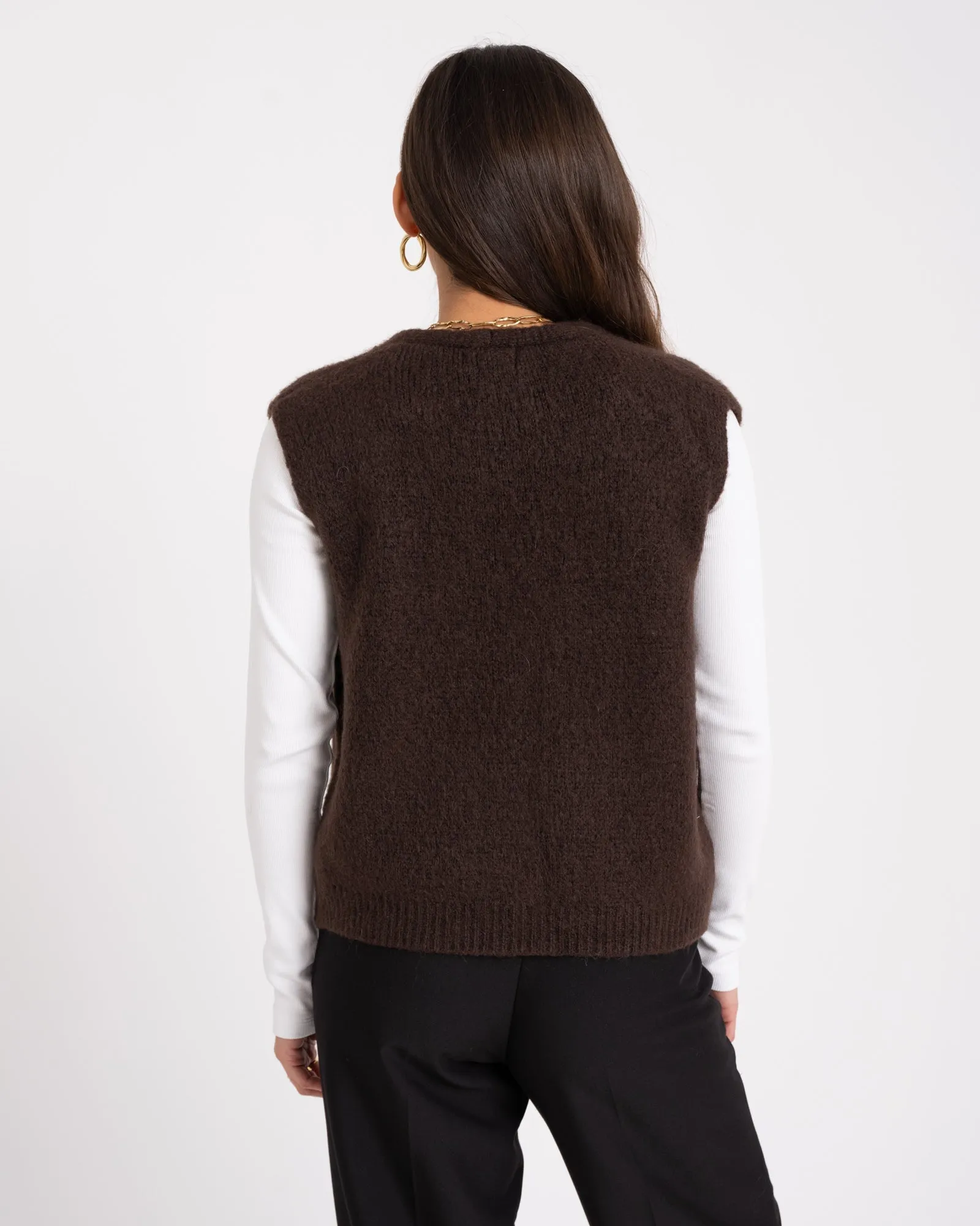 TILTIL Monica Gilet Dark Brown One Size