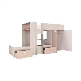 Trasman Barca Bunk Bed With Wardrobe in Antique Pink