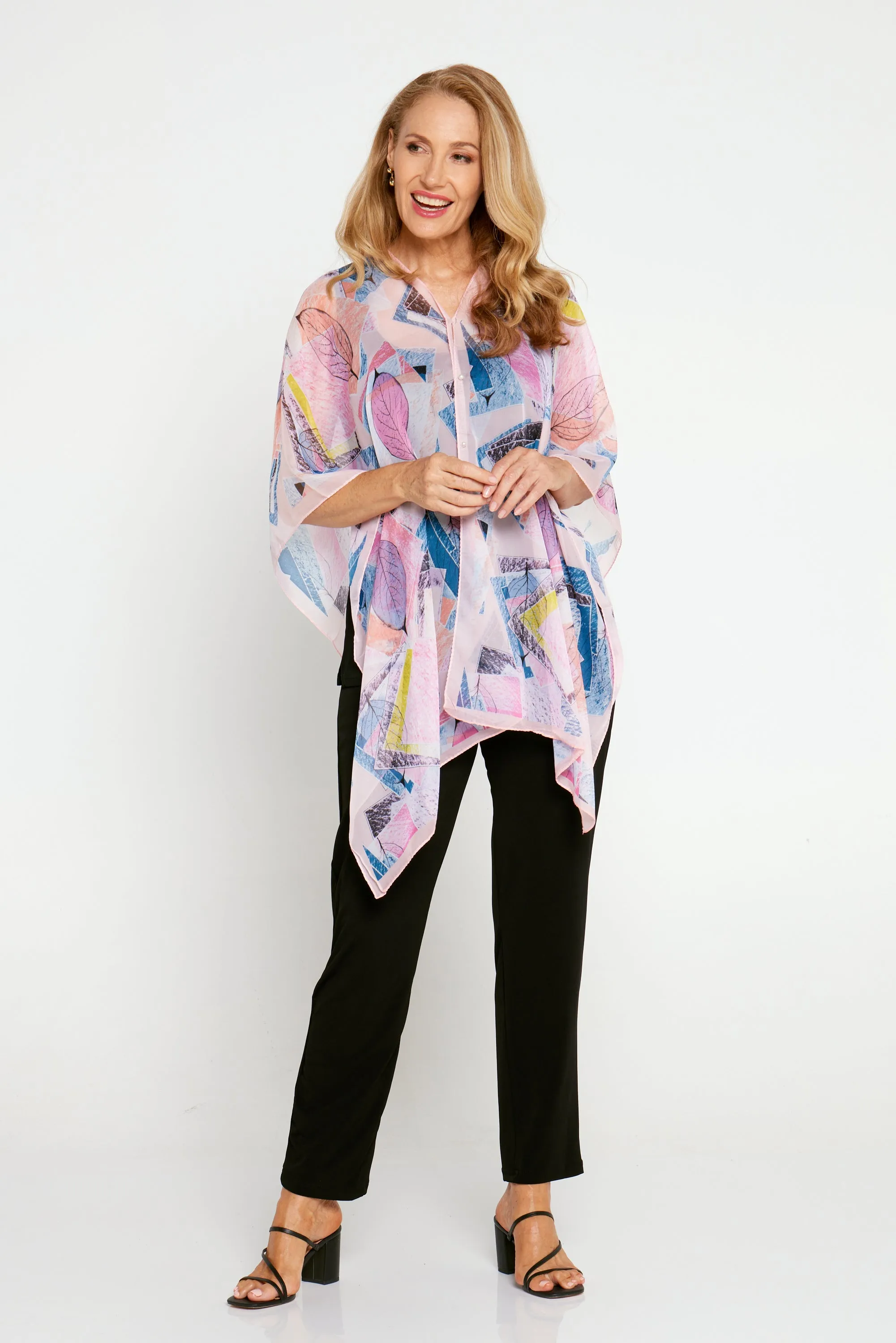 Two Way Chiffon Shawl - Pink Collage