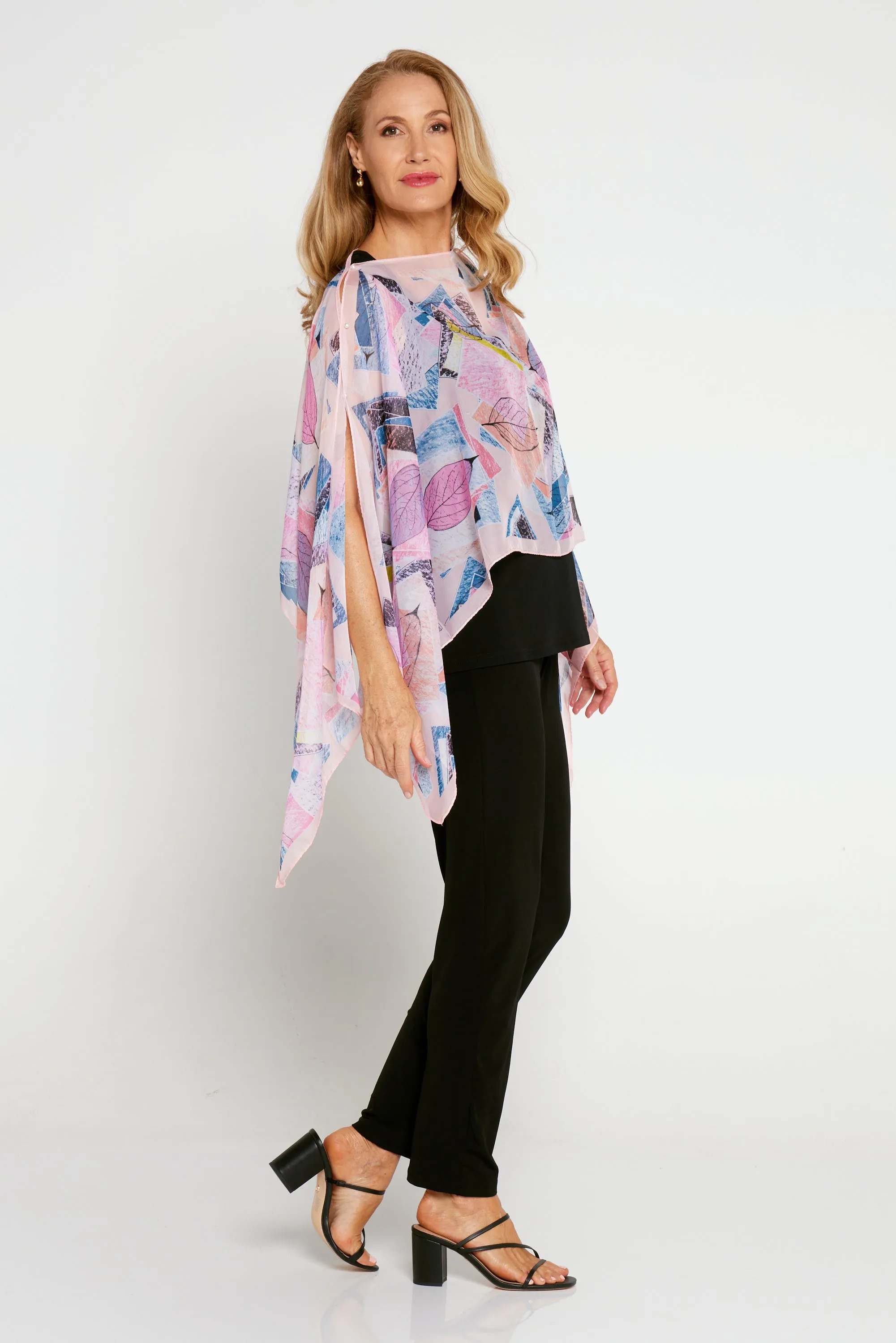 Two Way Chiffon Shawl - Pink Collage