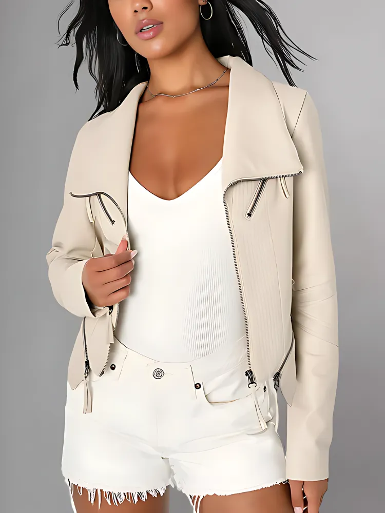 Up on a Tuesday Camel Vegan Leather Jacket for Women