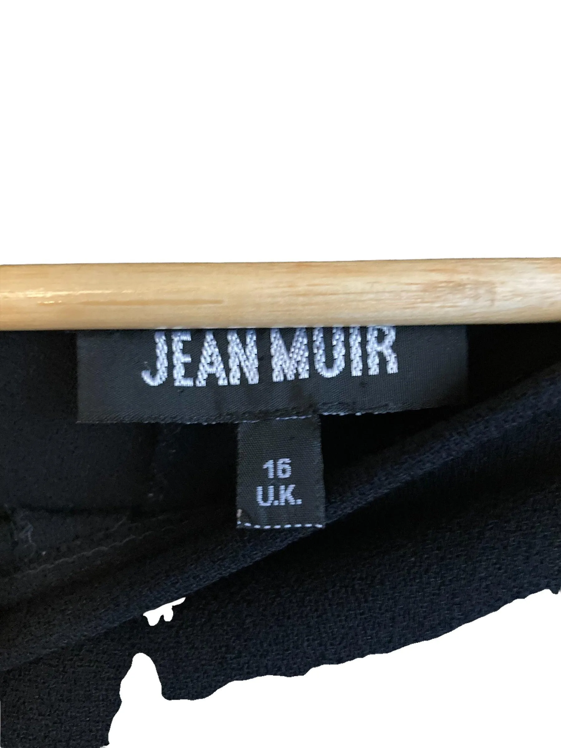 Vintage Jean Muir Crepe Black Trouser Suit With Long Sleeved Longline Jacket UK Size 16