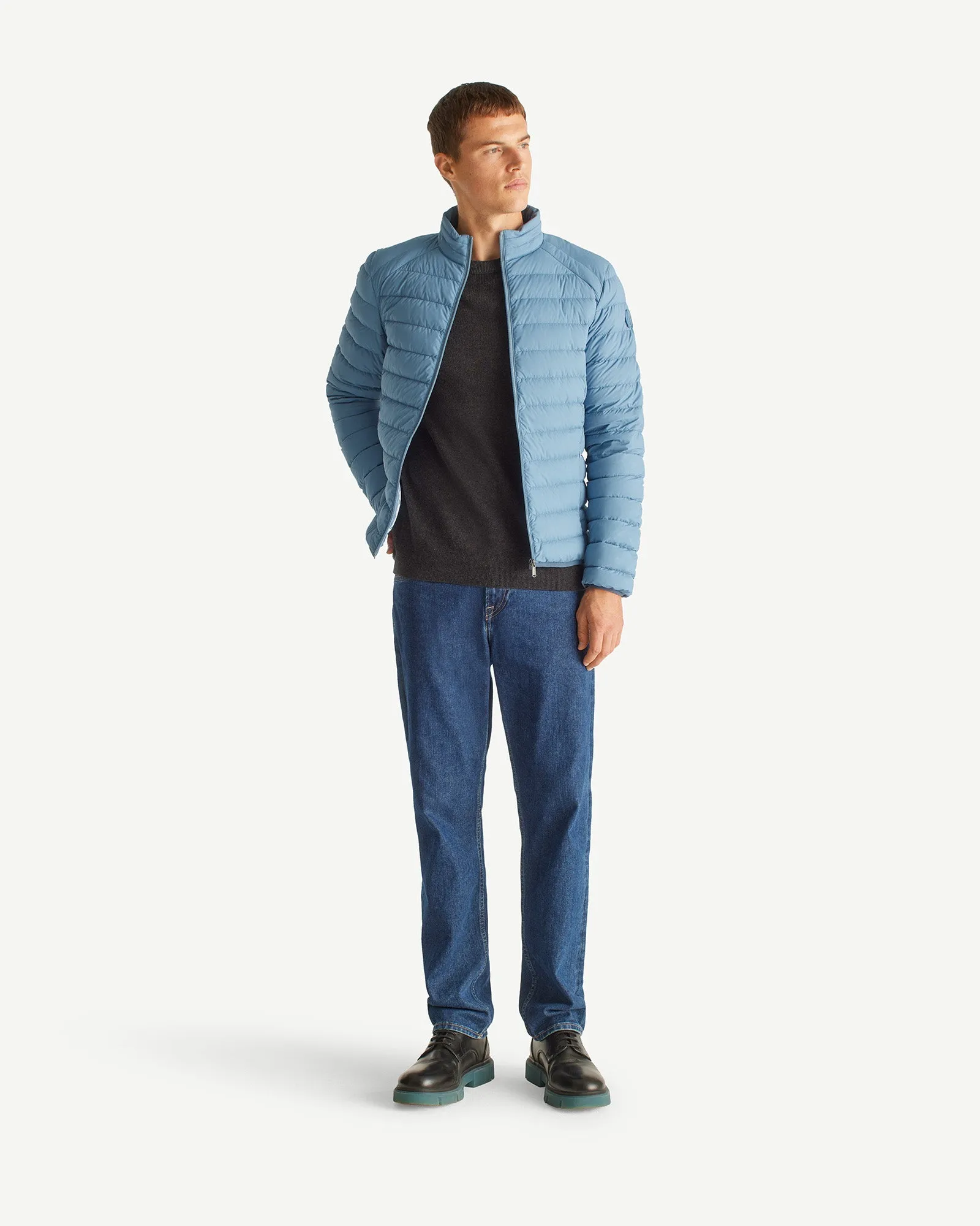 Washed blue Aragon lightweight stretch puffer jacket