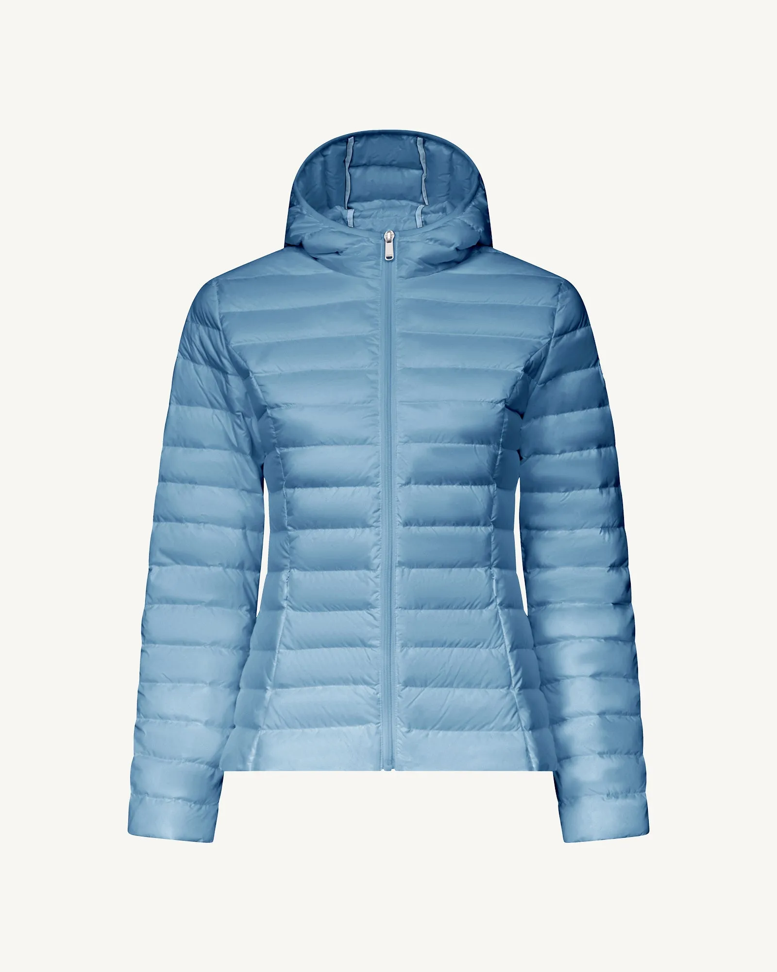 Washed blue Cloe lightweight hooded puffer jacket