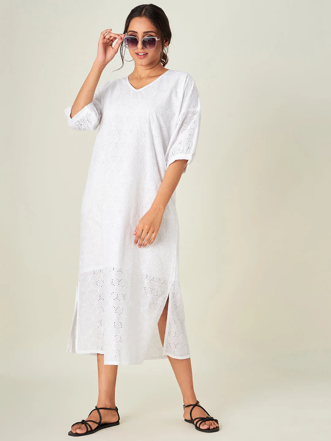 White Bloom Cotton Resort Dress