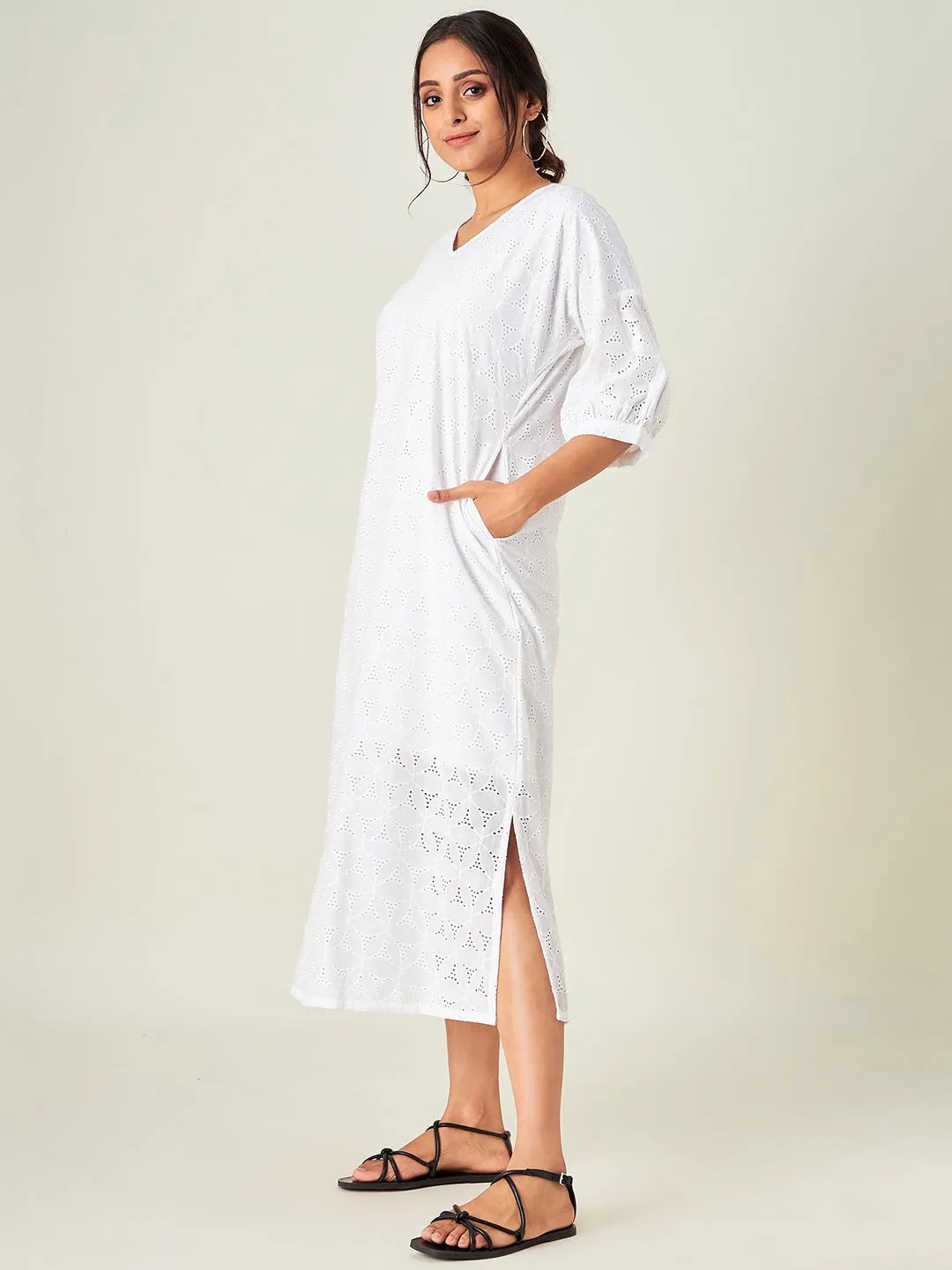 White Bloom Cotton Resort Dress