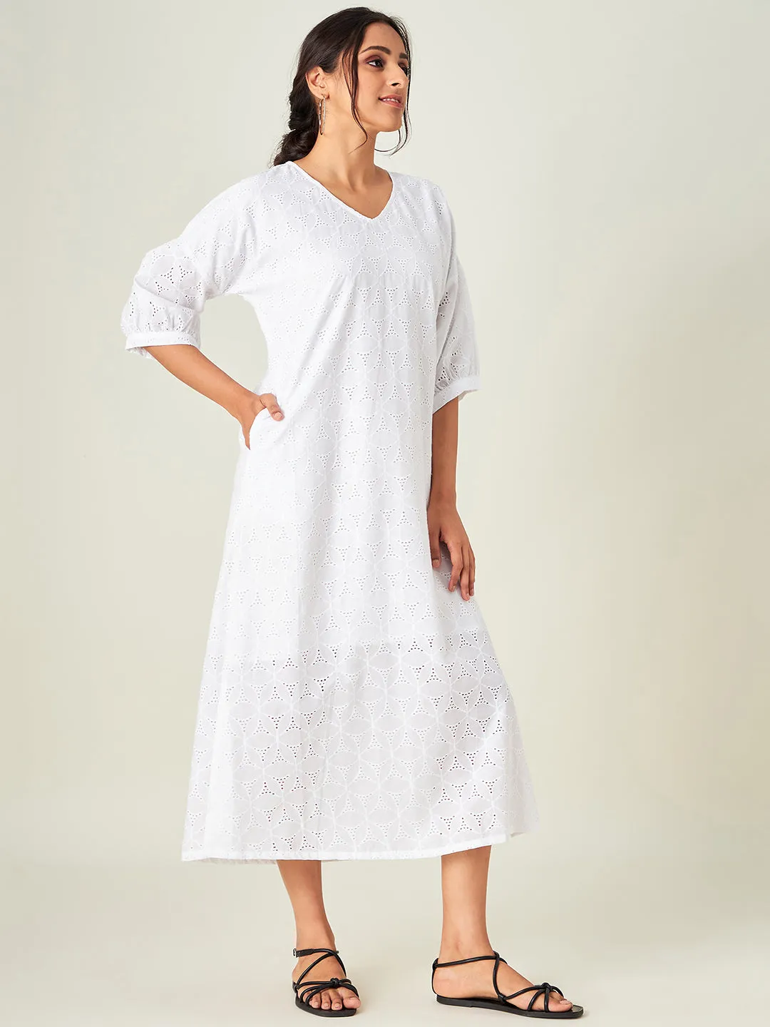 White Bloom Cotton Resort Dress