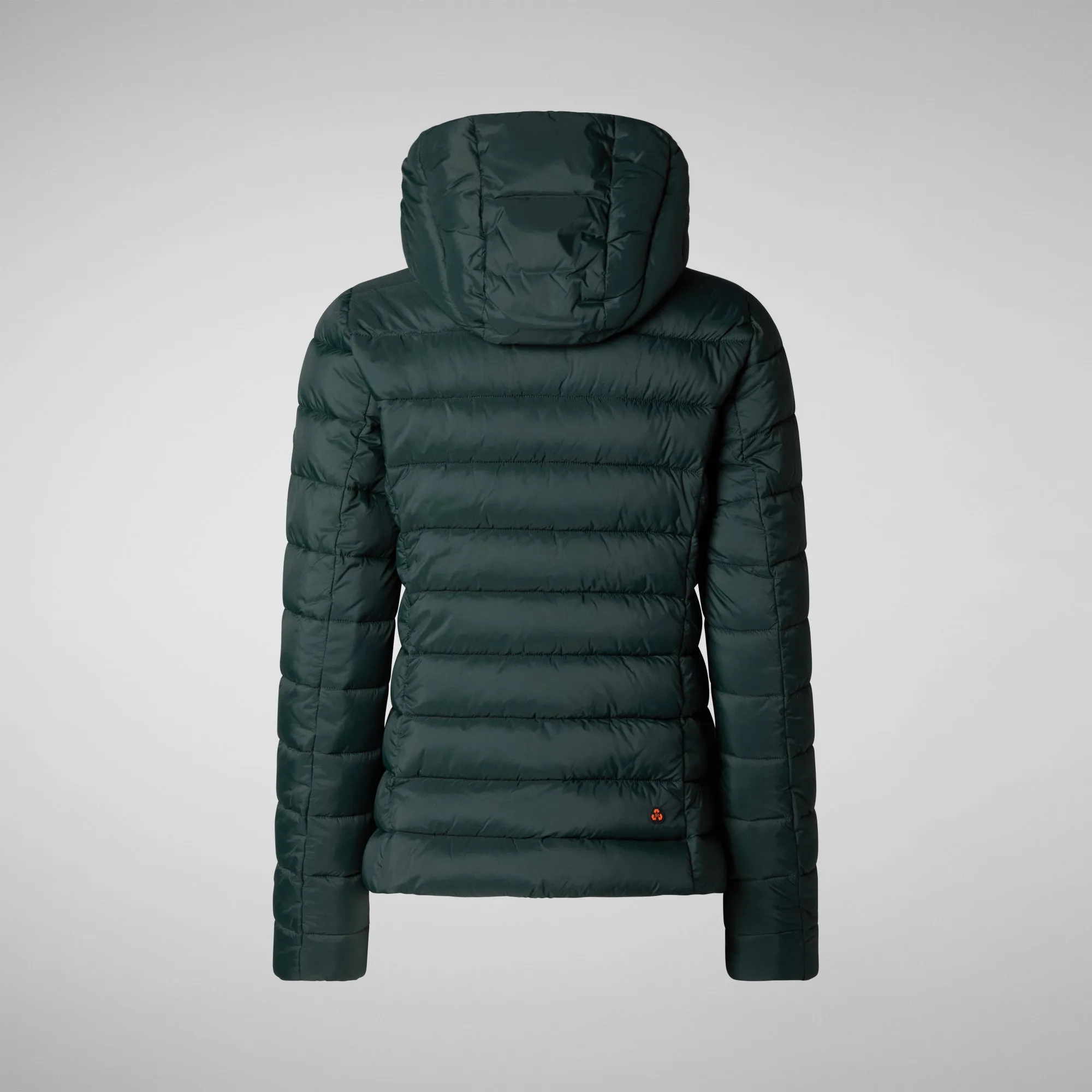 Woman's animal free hooded puffer jacket Amelie in green black