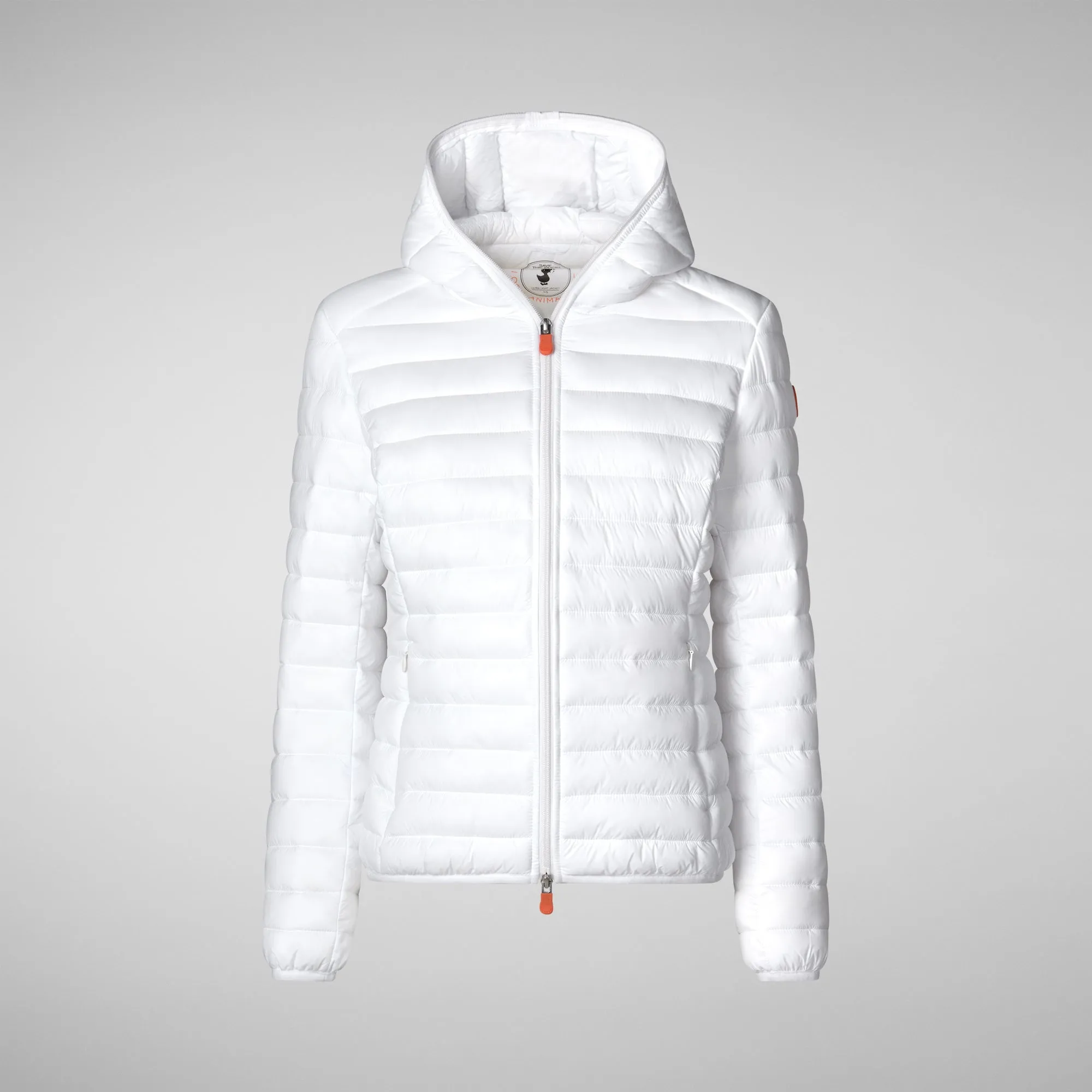 Woman's animal free hooded puffer jacket daisy in white