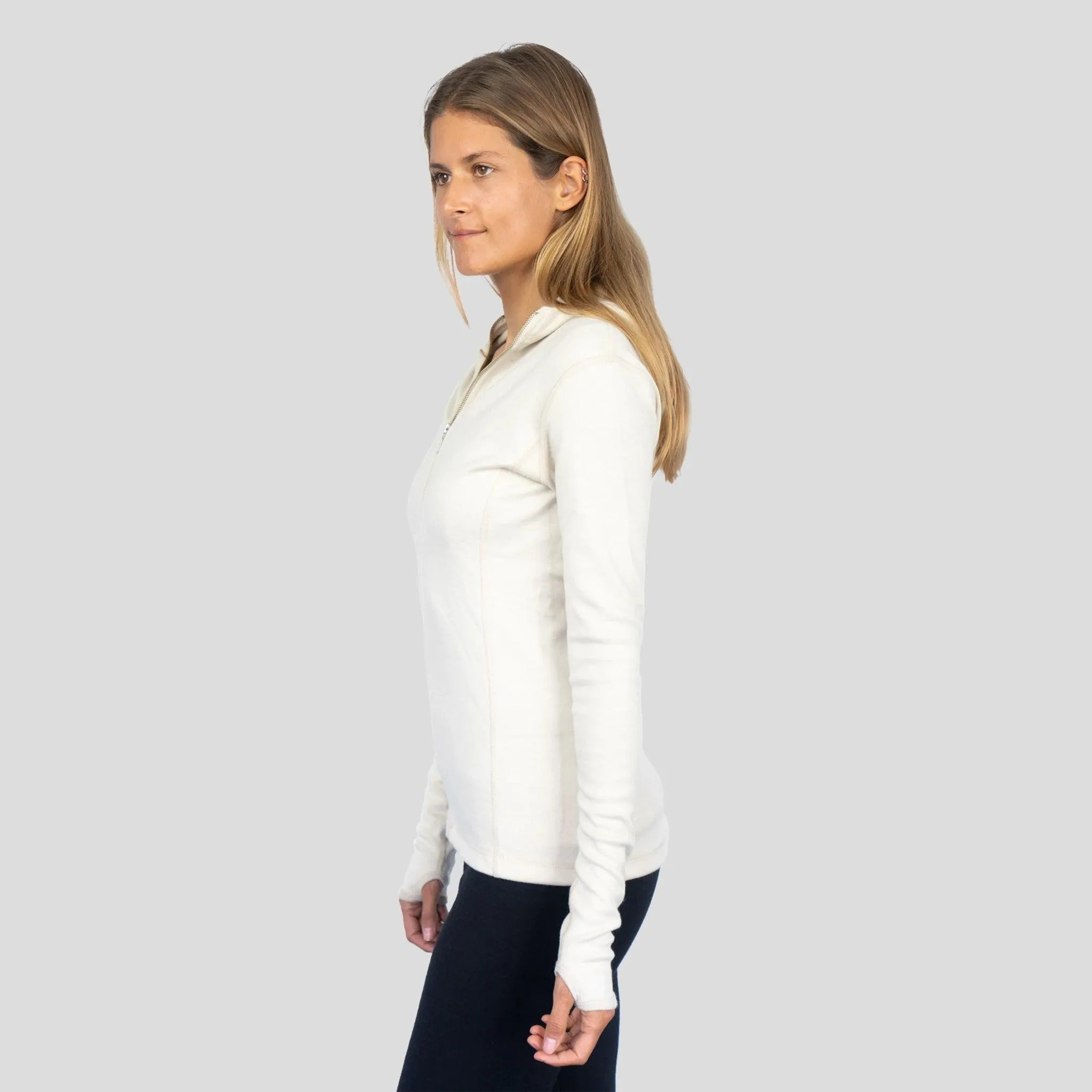 Women's Alpaca Wool Hoodie Jacket: 420 Midweight Full-Zip