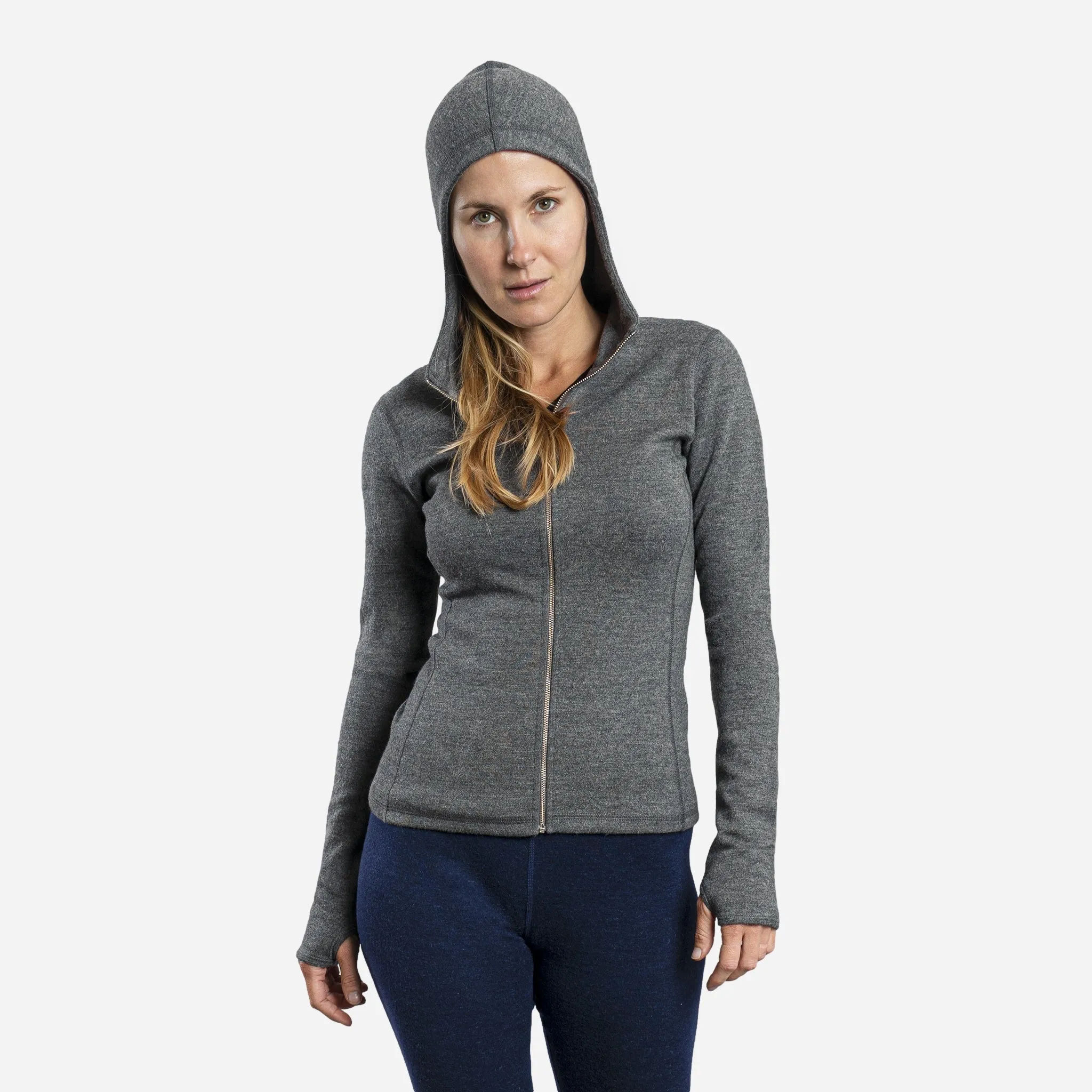 Women's Alpaca Wool Hoodie Jacket: 420 Midweight Full-Zip