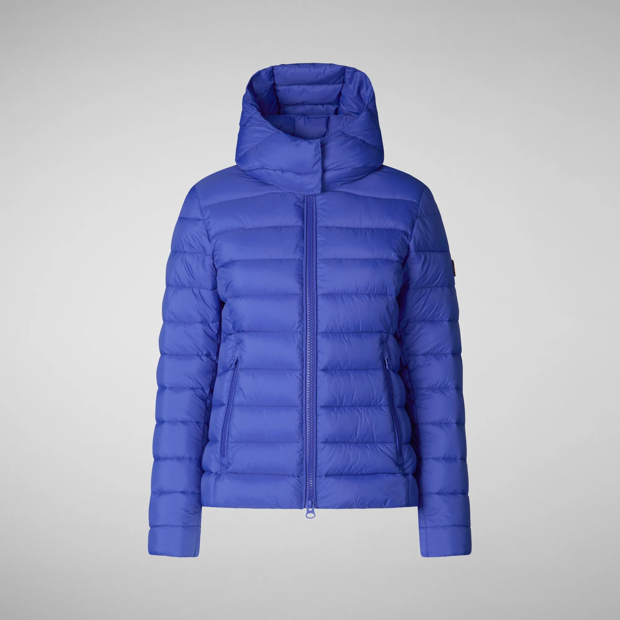 Women's Amelie Animal free Puffer Jacket with Detachable Hood in Gentian Blue