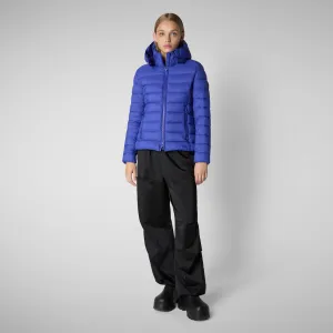 Women's Amelie Animal free Puffer Jacket with Detachable Hood in Gentian Blue