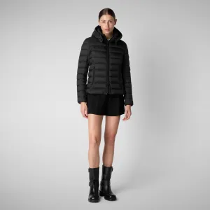 Women's Animal free Puffer Jacket Amelie with Detachable Hood in Black