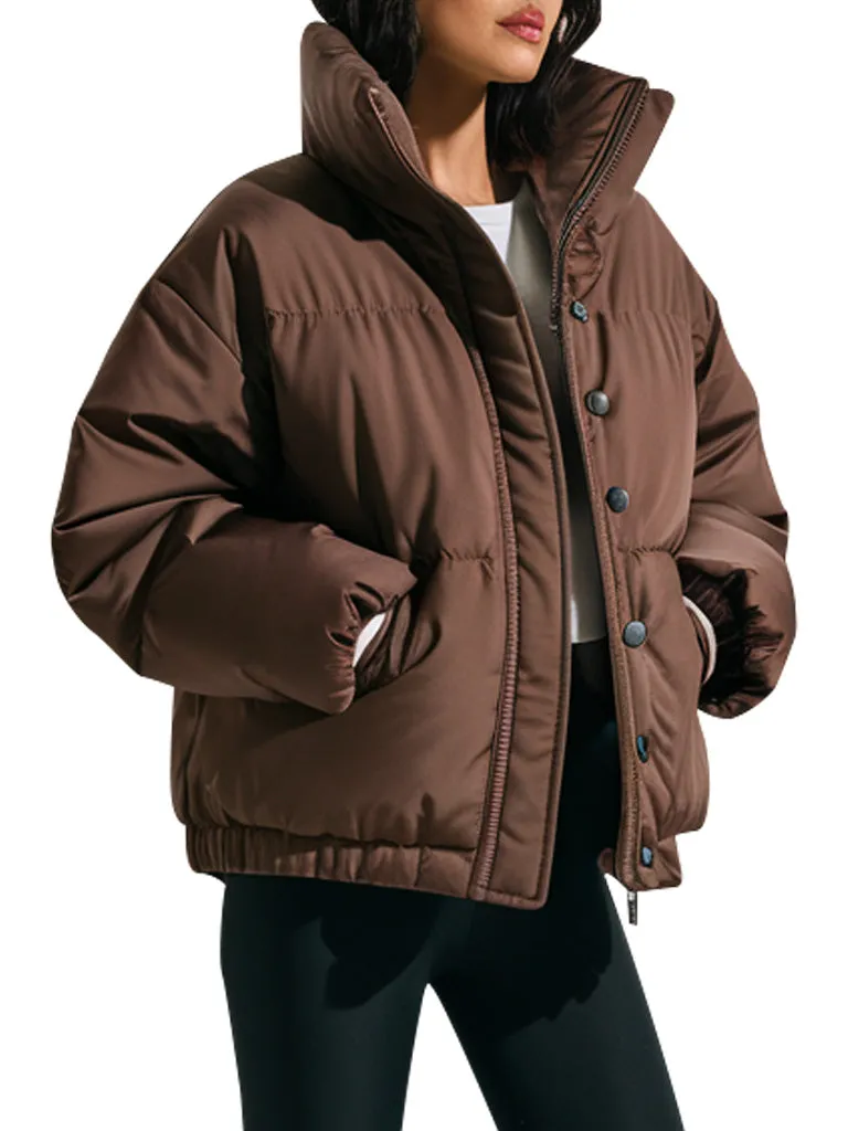 Women's Brown Oversized Puffer Jacket