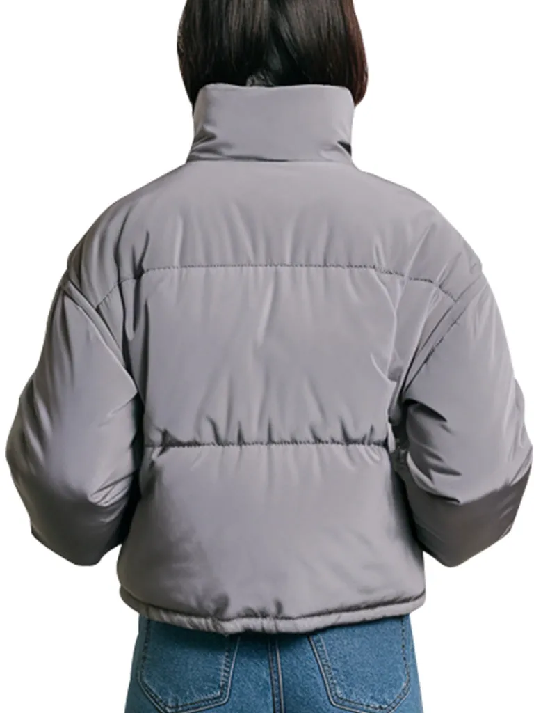 Women's Gray Cozy And Stylish Puffer Jacket