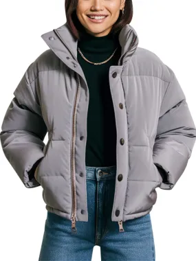 Women's Gray Cozy And Stylish Puffer Jacket