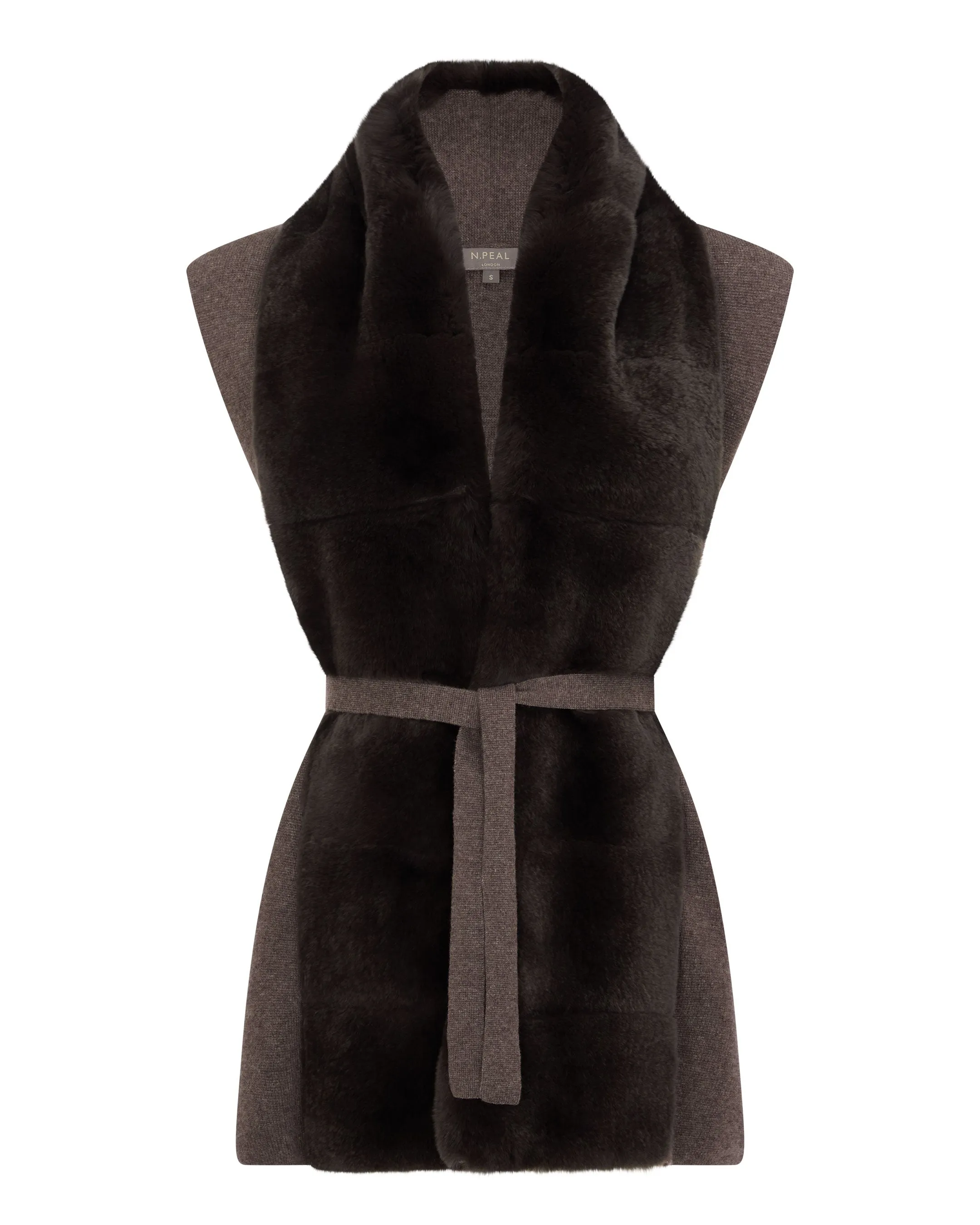 Women's Lola Fur Placket Cashmere Gilet Biscotti Brown