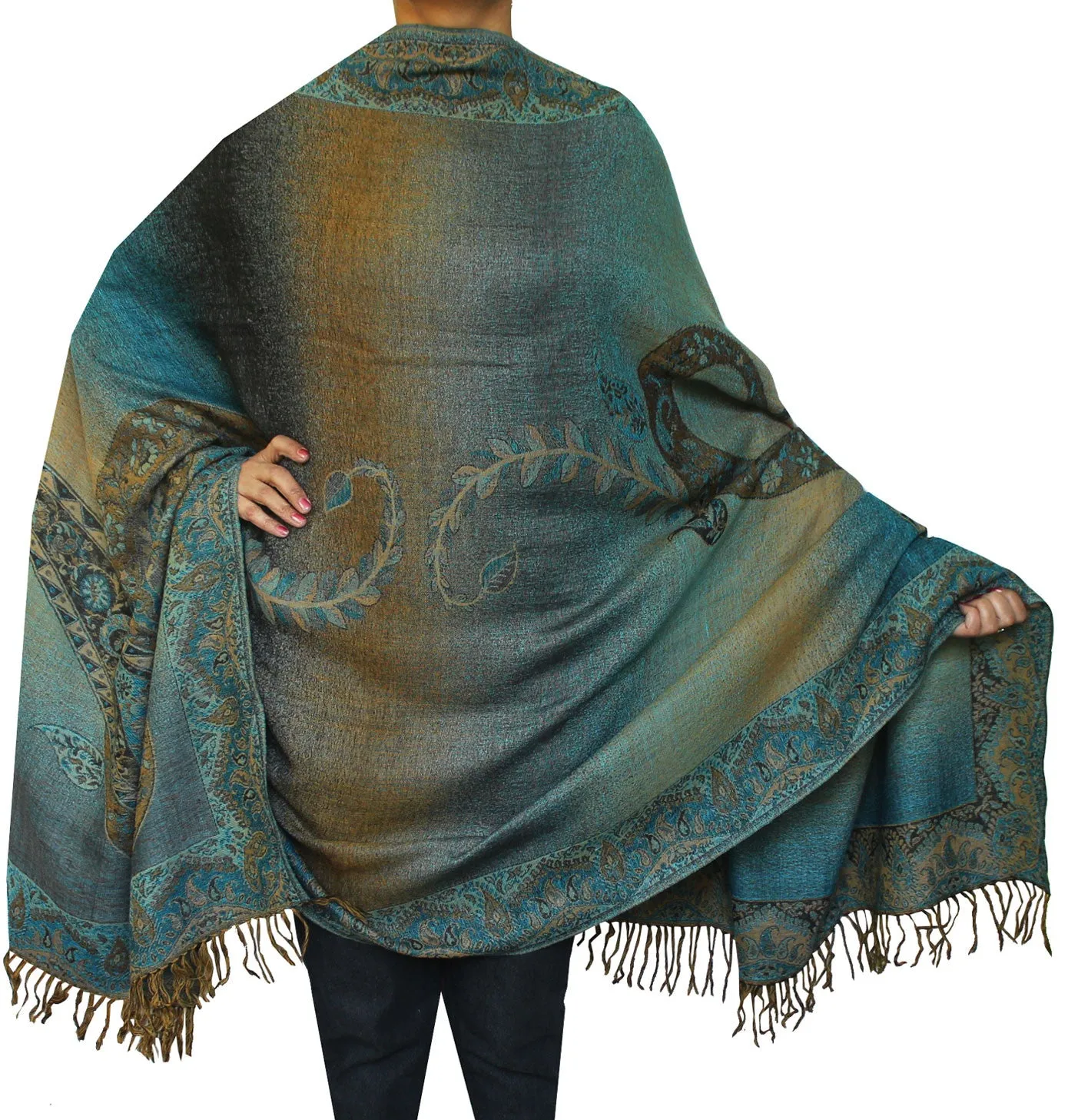 Womens Paisley Wool Shawl Wrap Gift India Clothes (82 x 42 inches)