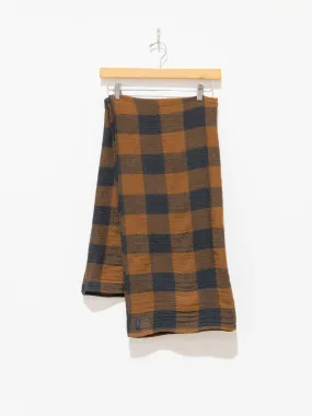 Wool Gauze Block Check Stole - Camel