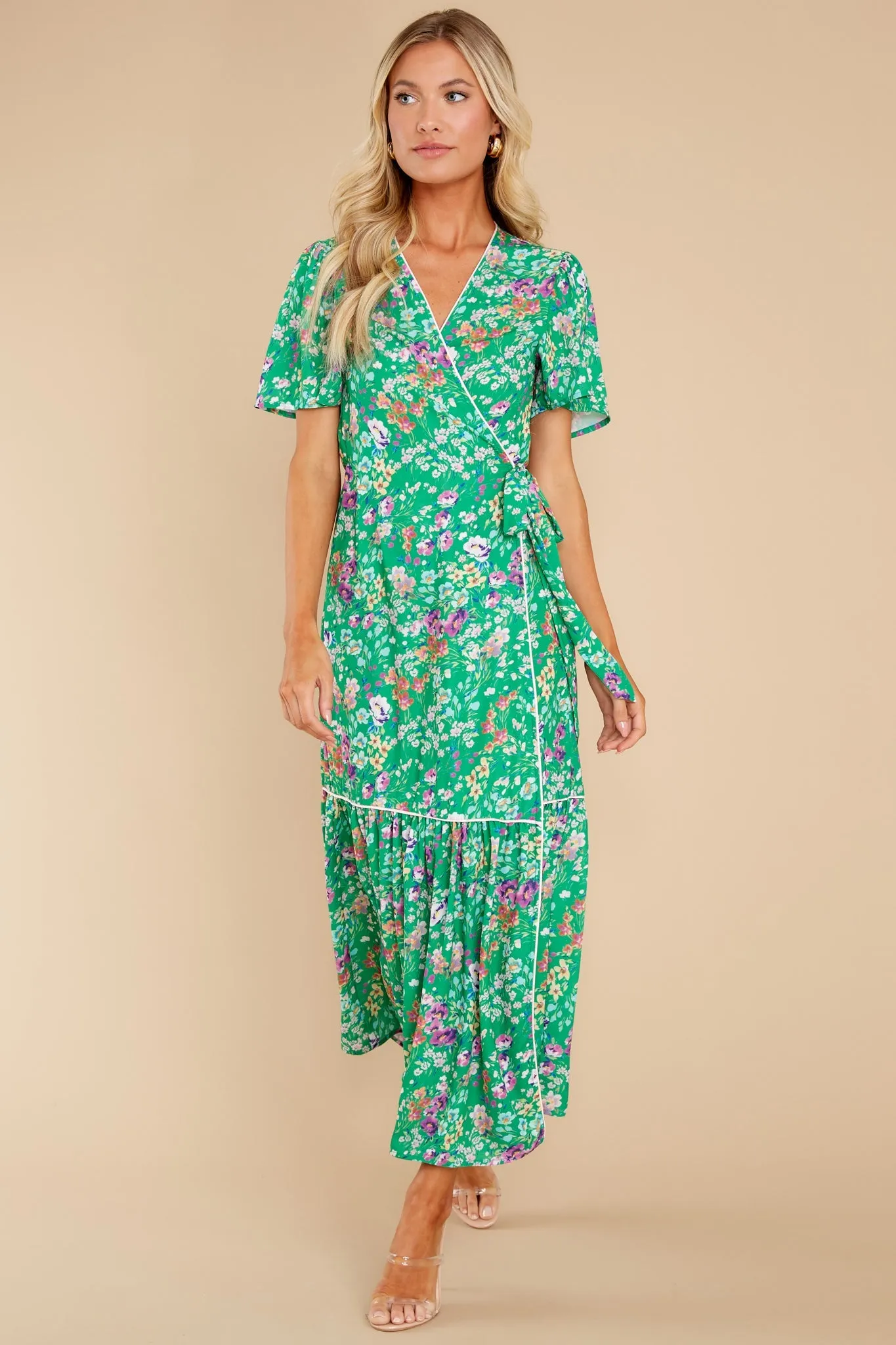 Wren Green Meadow Floral Wrap Dress