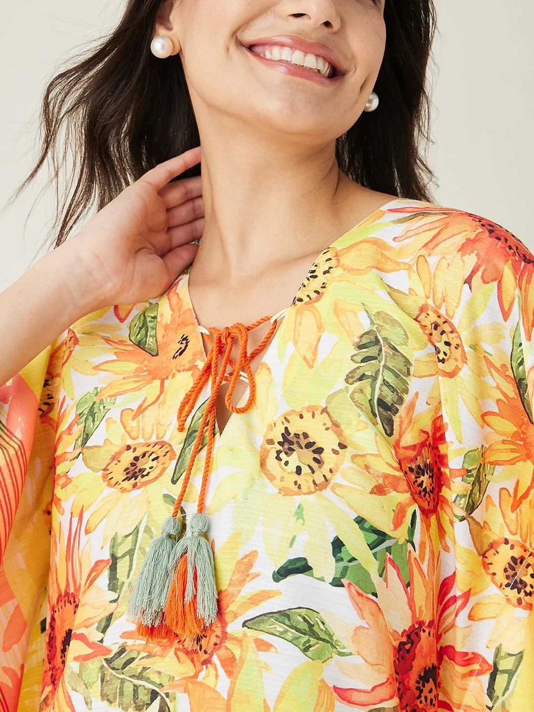 Yellow Sunflower Bliss Resorty Kaftan